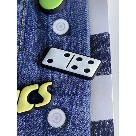 5 Pack Crocs Jibbitz Dude Pin Backer Alien Dominoes Peace Pizza Slice NEW - Picture 5 of 12